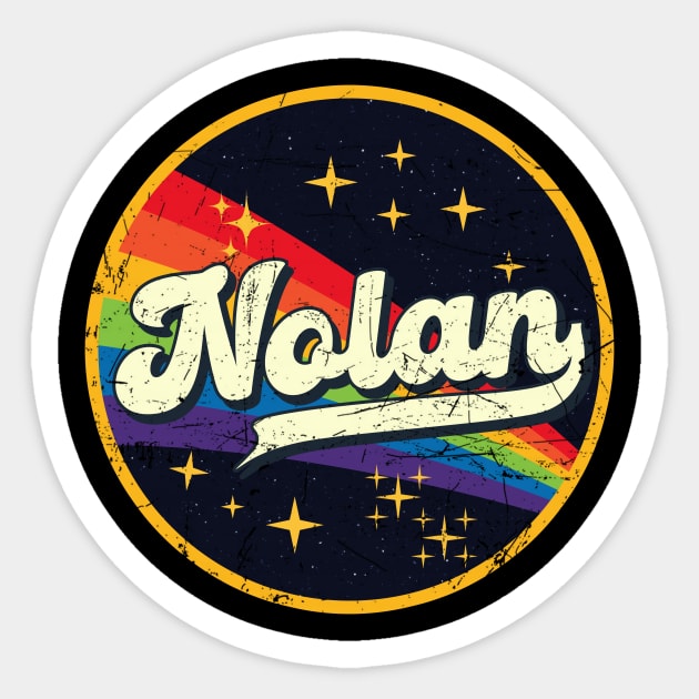 Nolan // Rainbow In Space Vintage Grunge-Style Sticker by LMW Art